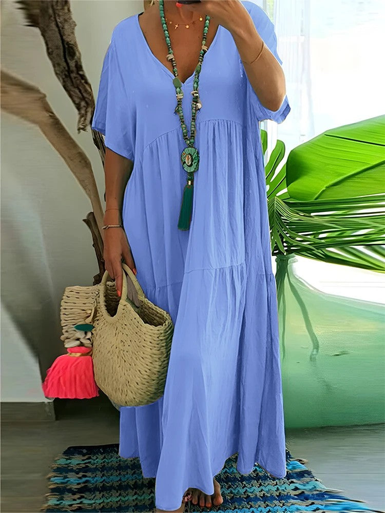 Solara Pleated Maxi Dress - Azure