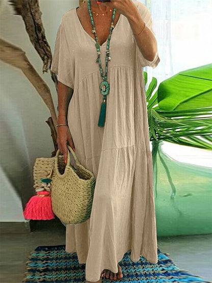Solara Pleated Maxi Dress - Khaki