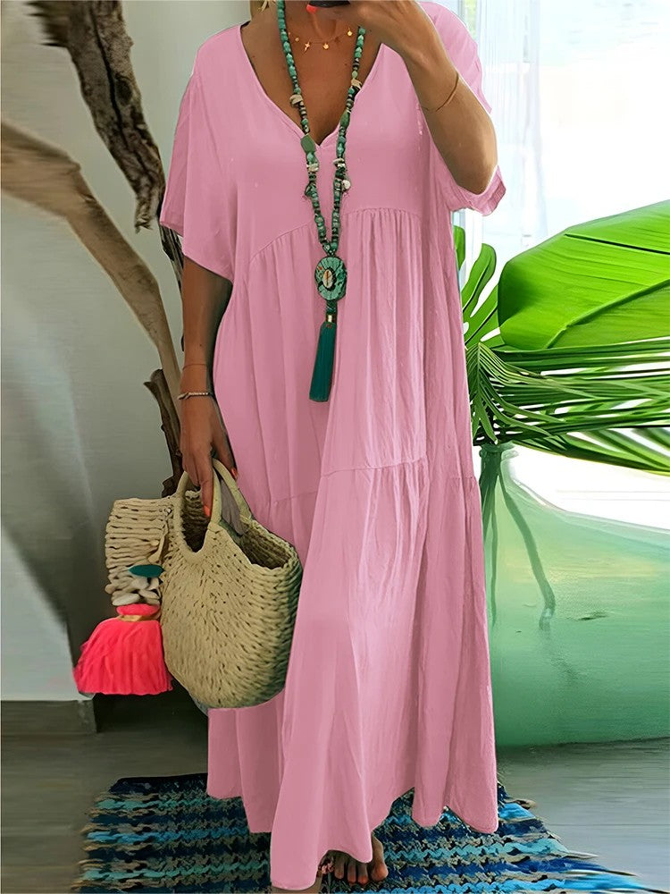 Solara Pleated Maxi Dress - Rose