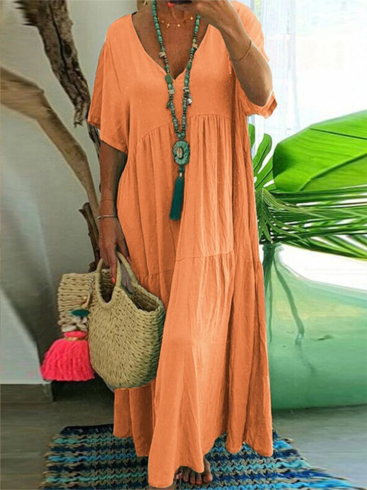 Solara Pleated Maxi Dress - Terracotta