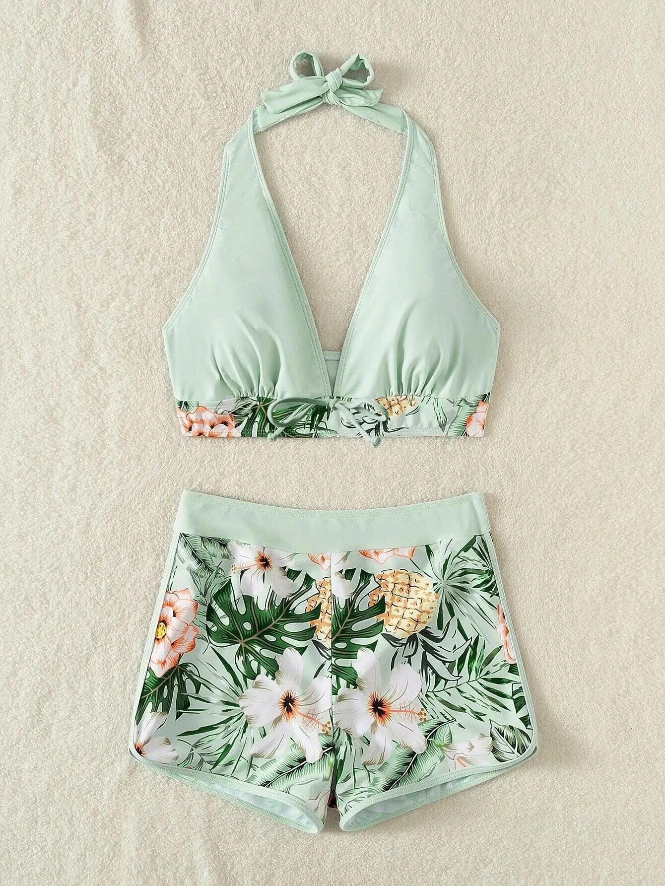 Solara Printed Halter Bikini - Forest Green