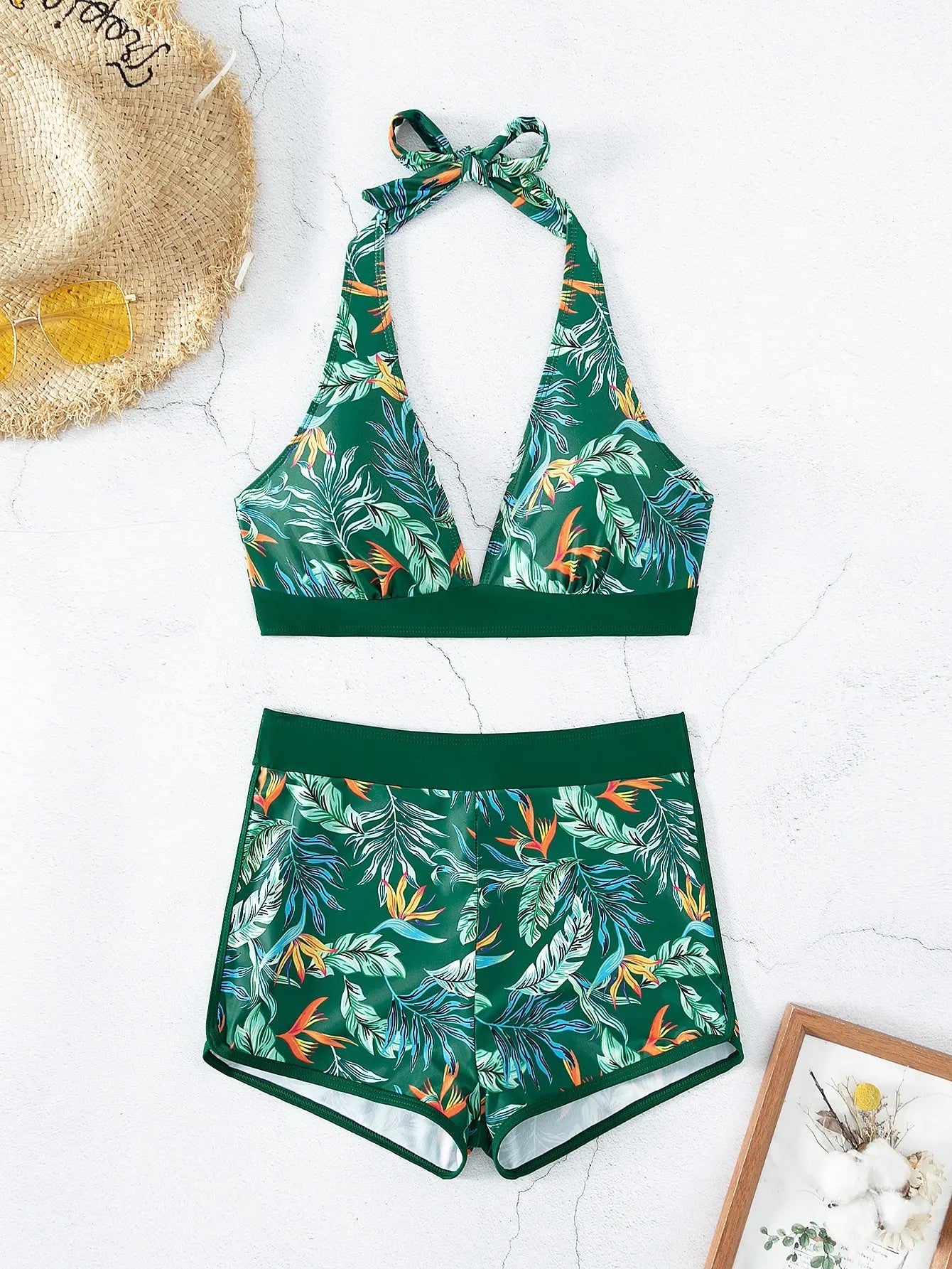 Solara Printed Halter Bikini - Verdant Green