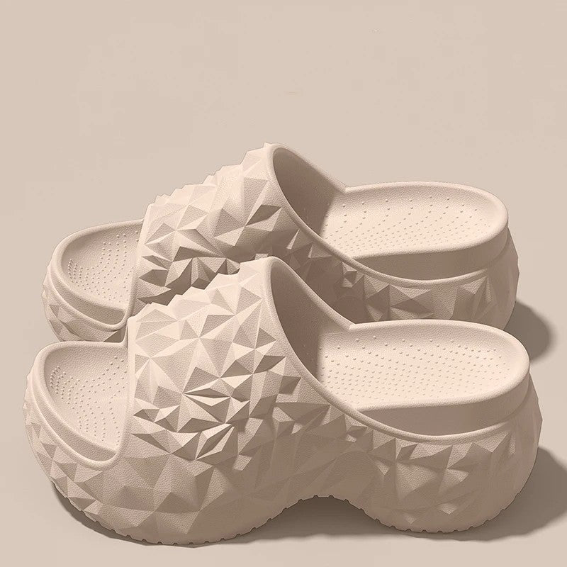 Soleil Cushioned Platform Slides - Khaki
