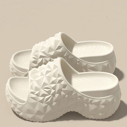 Soleil Cushioned Platform Slides - White