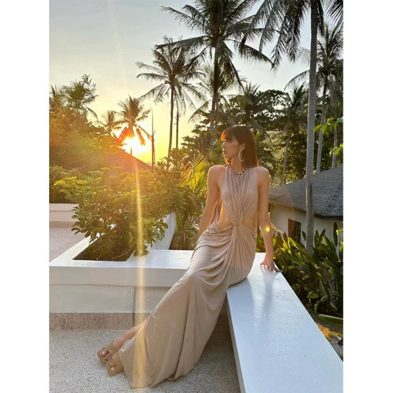Soleil Cutout Halter Maxi Dress