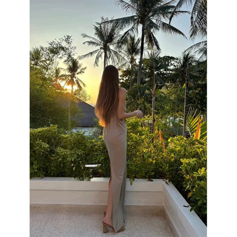 Soleil Cutout Halter Maxi Dress