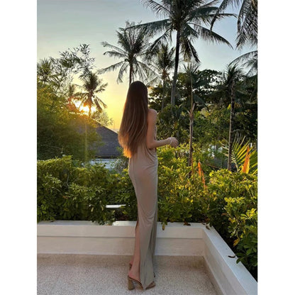 Soleil Cutout Halter Maxi Dress