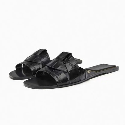 Solena Flat T-Strap Sandals - Black