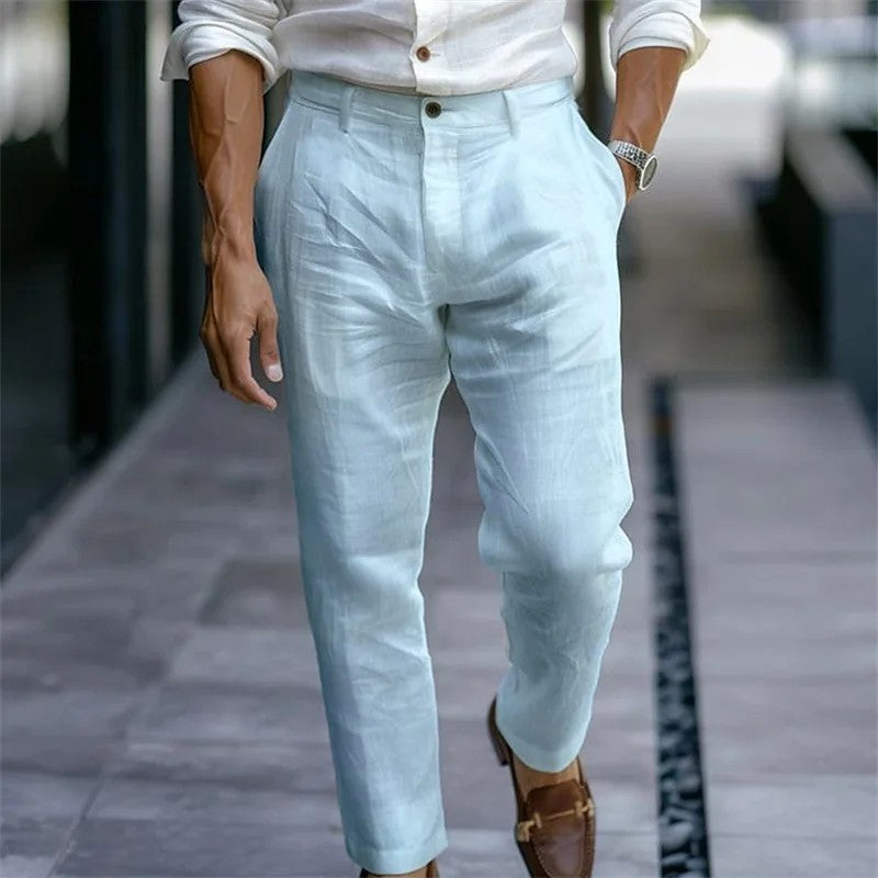 Omis Linen Beach Pants - Sky Blue