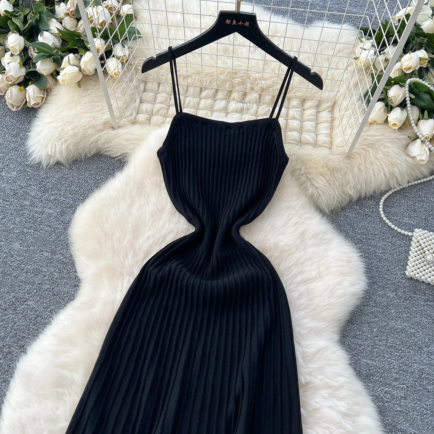Opatija Knitted Midi Dress - Black