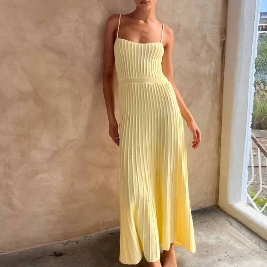 Opatija Knitted Midi Dress - Sunshine Yellow