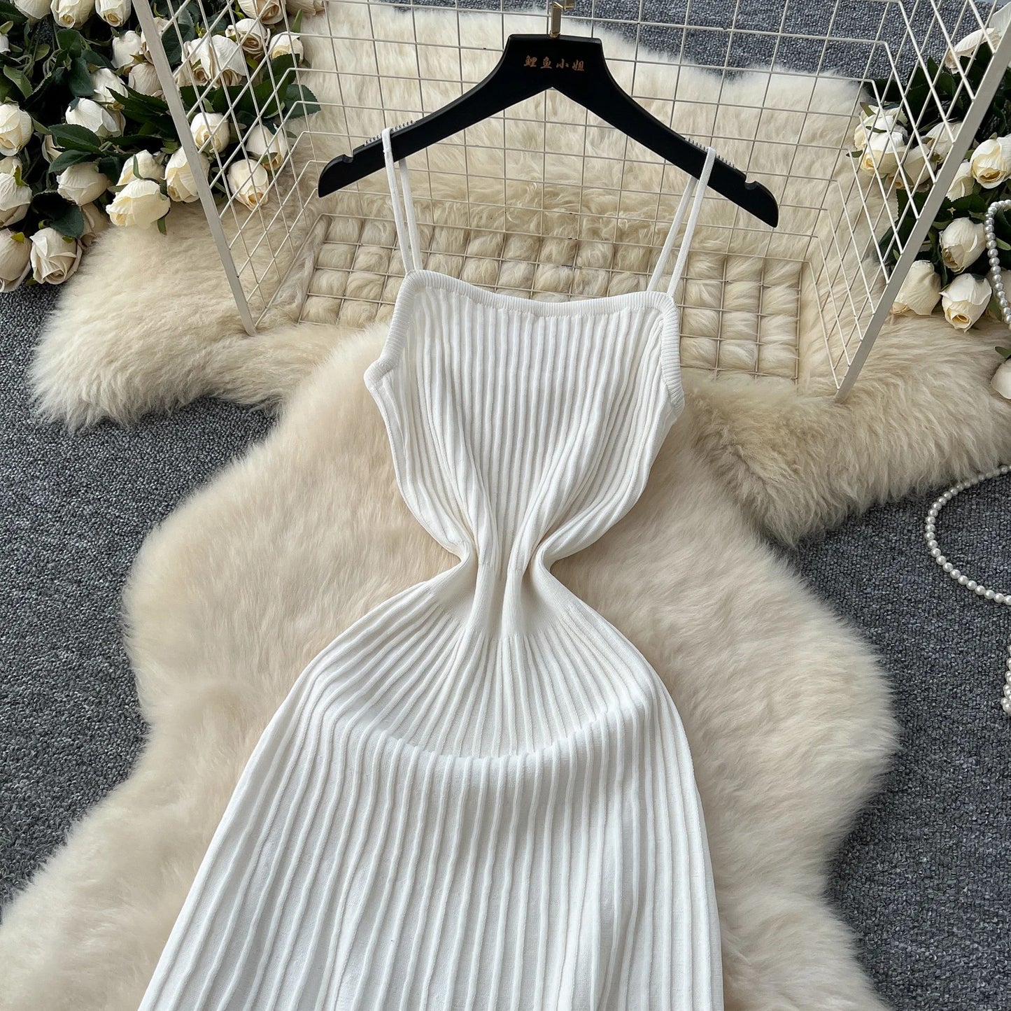 Opatija Knitted Midi Dress - White
