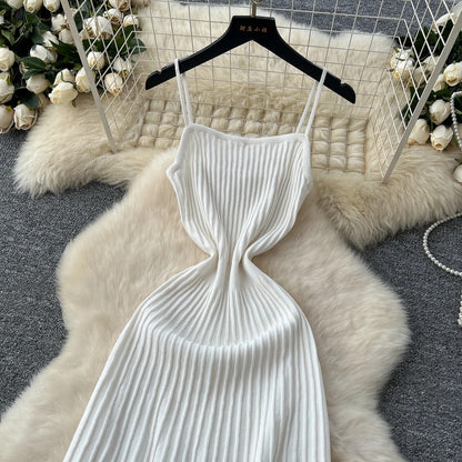 Opatija Knitted Midi Dress - White
