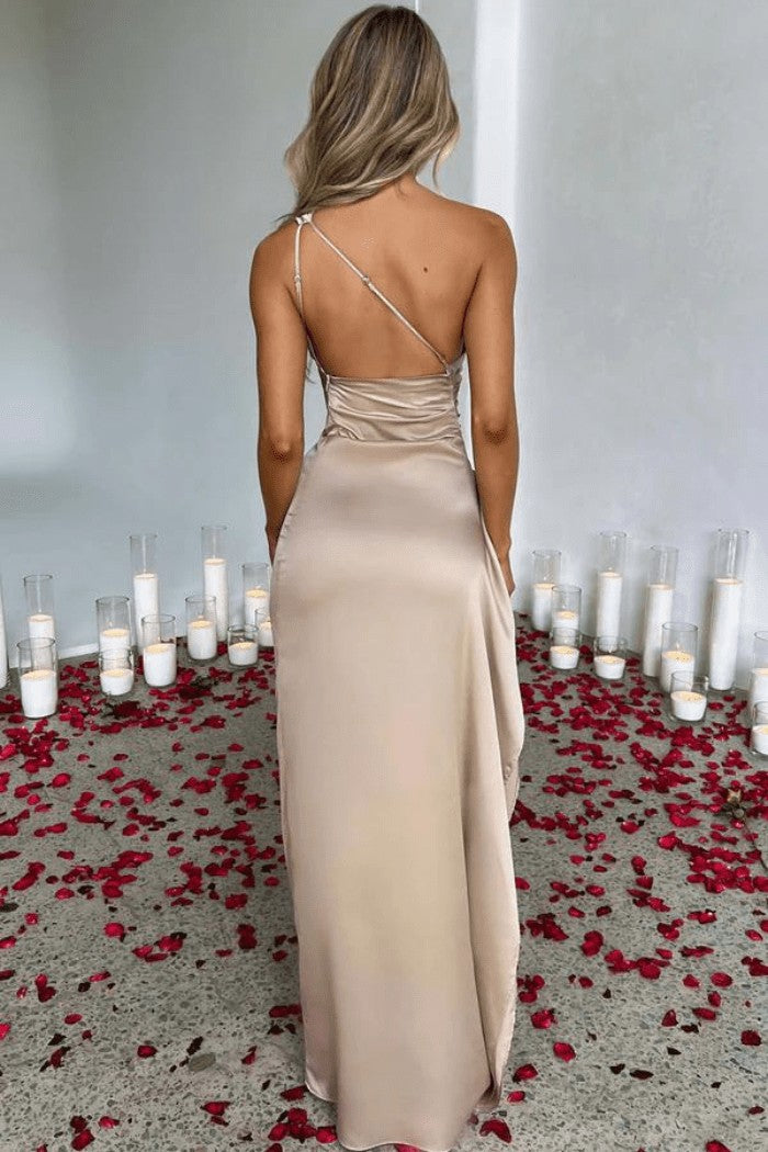 Ophelia One-Shoulder Satin Gown