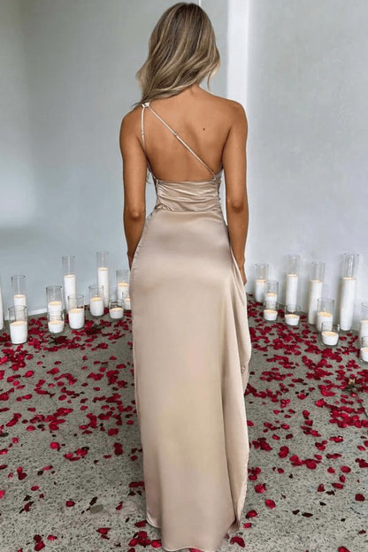 Ophelia One-Shoulder Satin Gown