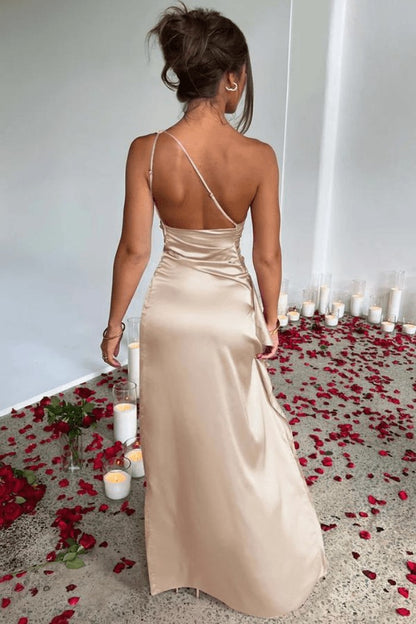 Ophelia One-Shoulder Satin Gown