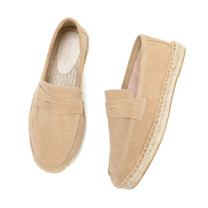 Ora Suede Leather Espadrille Loafers - Sandstone