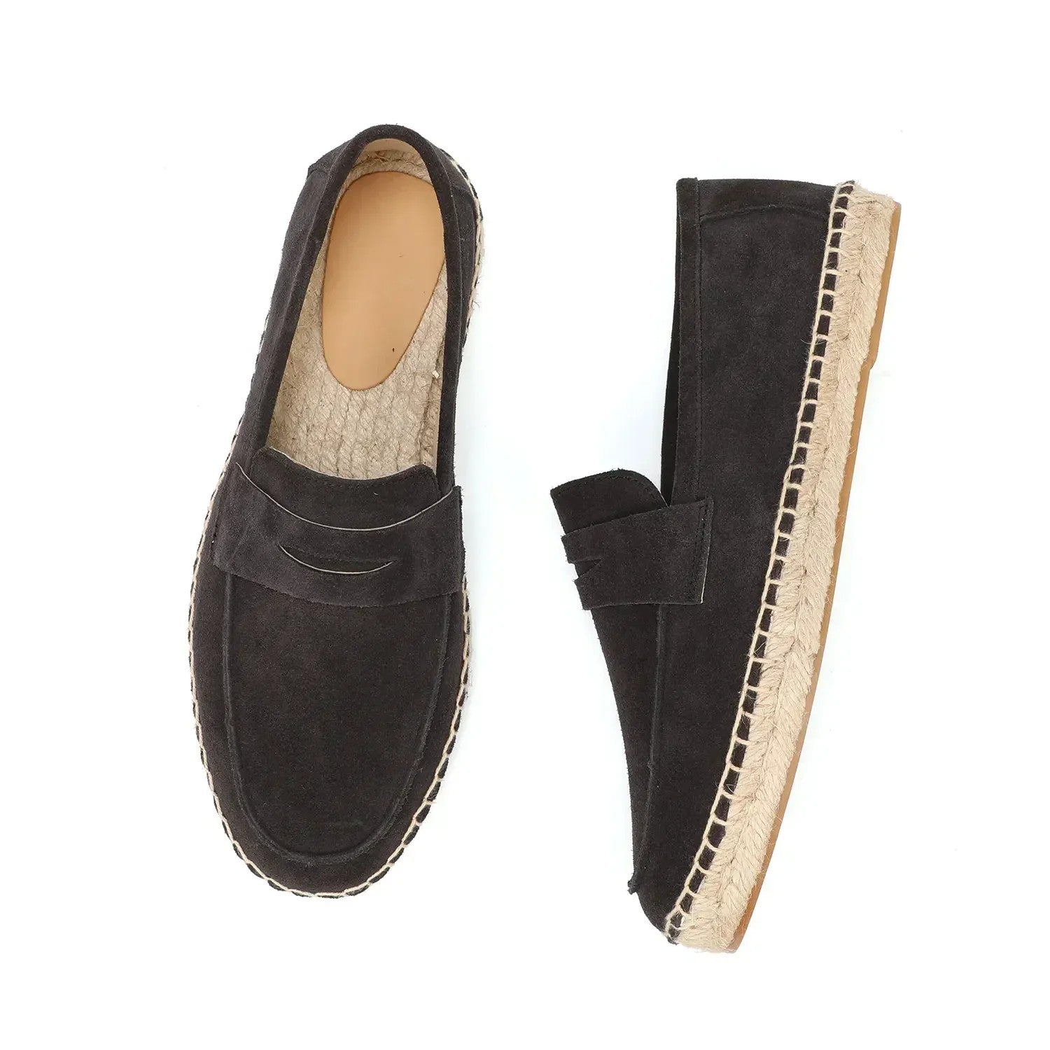 Ora Suede Leather Espadrille Loafers - Dark Chocolate