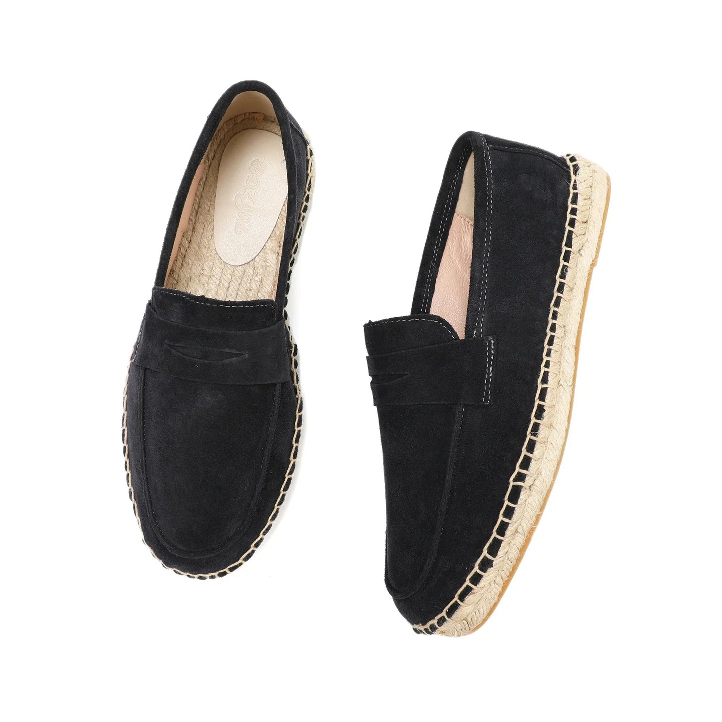 Ora Suede Leather Espadrille Loafers - Navy Blue