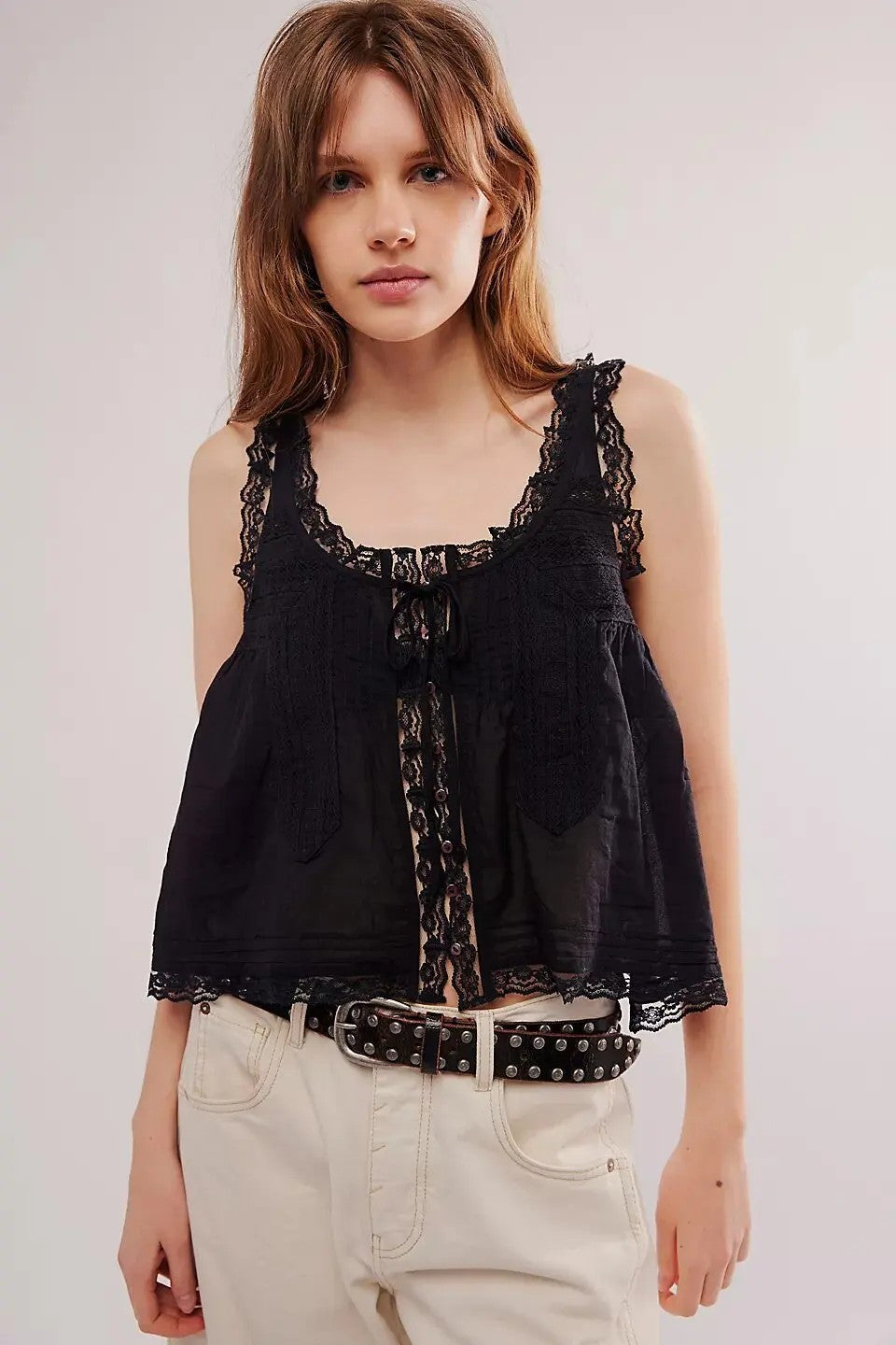 Sorano Cotton Lace Tank - Black