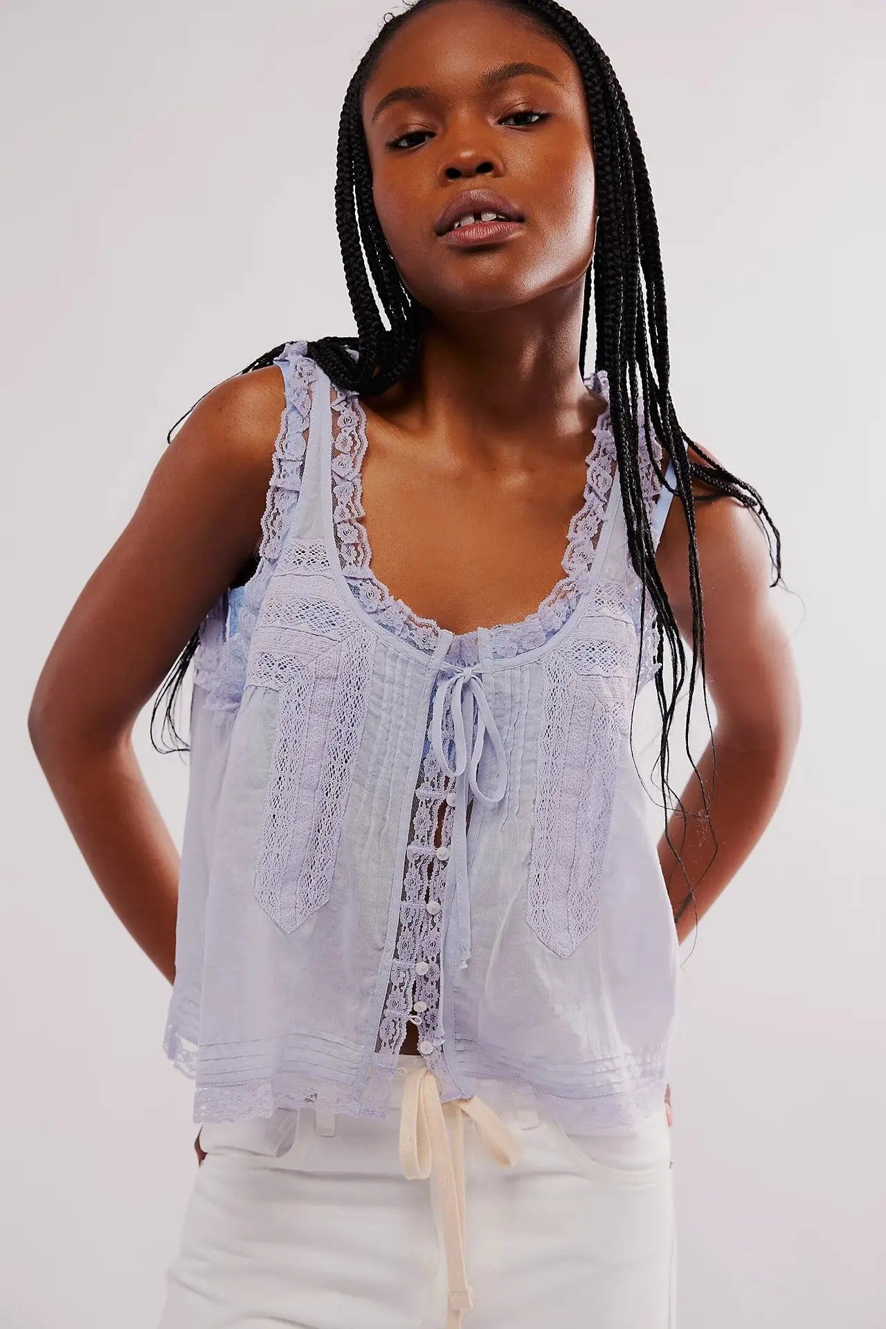 Sorano Cotton Lace Tank - Lavender