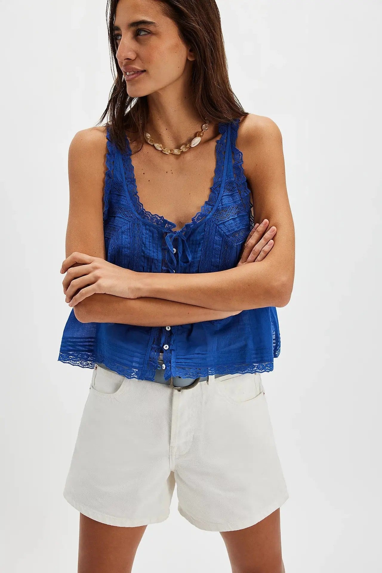Sorano Cotton Lace Tank - Royal Blue