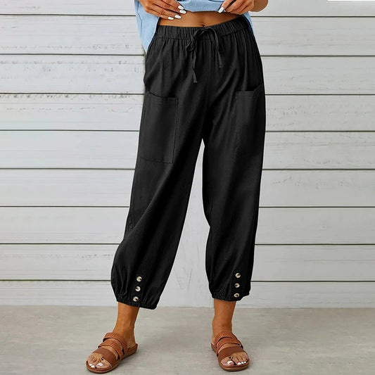 Sorano Cotton Linen Pants - Black