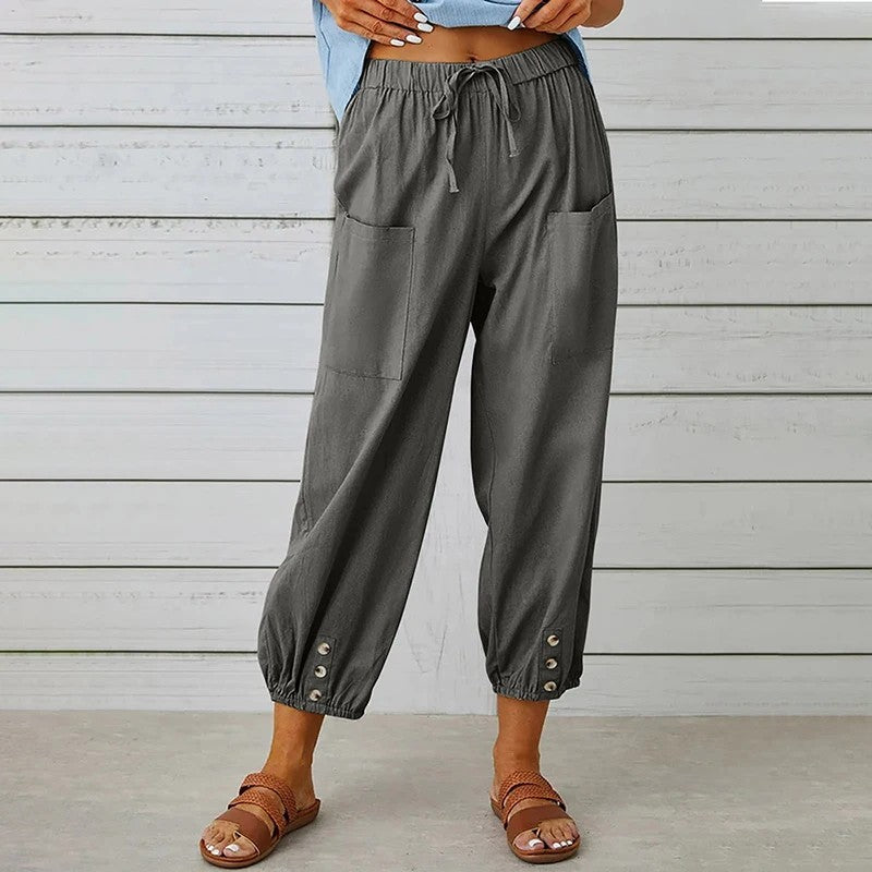 Sorano Cotton Linen Pants - Dark Gray