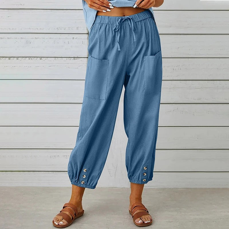 Sorano Cotton Linen Pants - Denim Blue