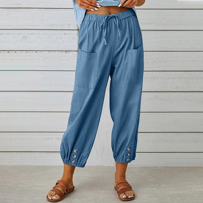 Sorano Cotton Linen Pants - Denim Blue