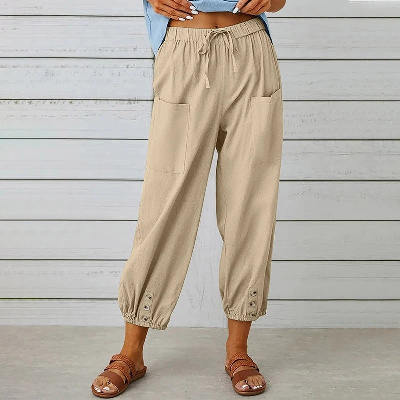 Sorano Cotton Linen Pants - Khaki