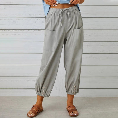 Sorano Cotton Linen Pants - Light Gray