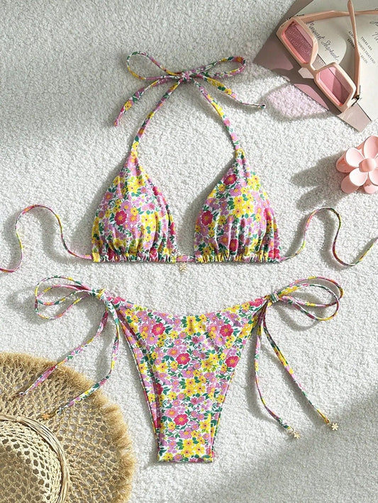 Sorano Floral Print Bikini Set - Pink