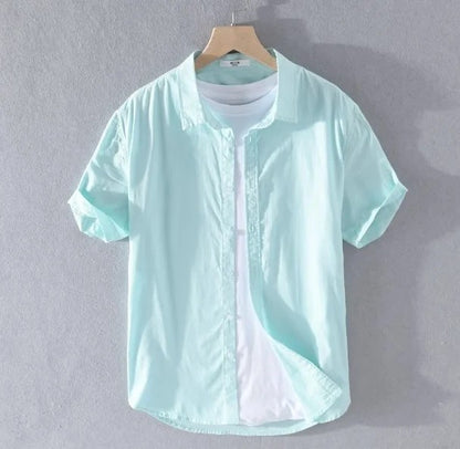 Sorrento Cotton Linen Short-Sleeve Shirt - Sage Green