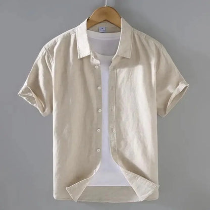 Sorrento Cotton Linen Short-Sleeve Shirt - Beige
