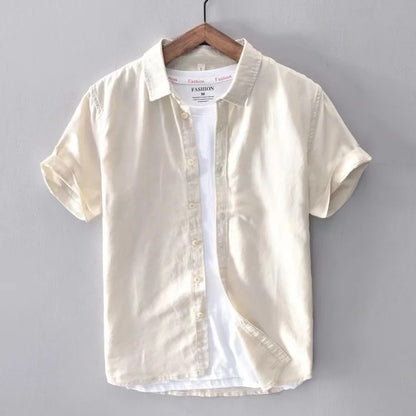 Sorrento Cotton Linen Short-Sleeve Shirt - Khaki
