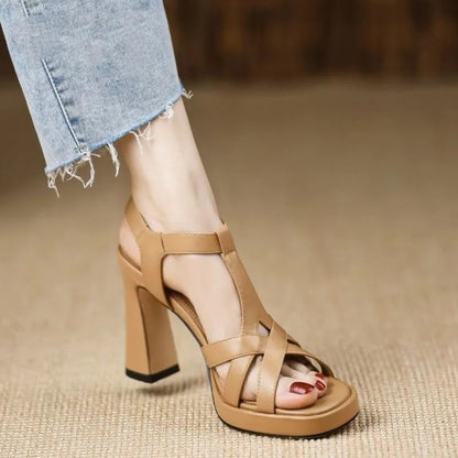 Orvieto Sheepskin Platform Sandals - Almond Beige