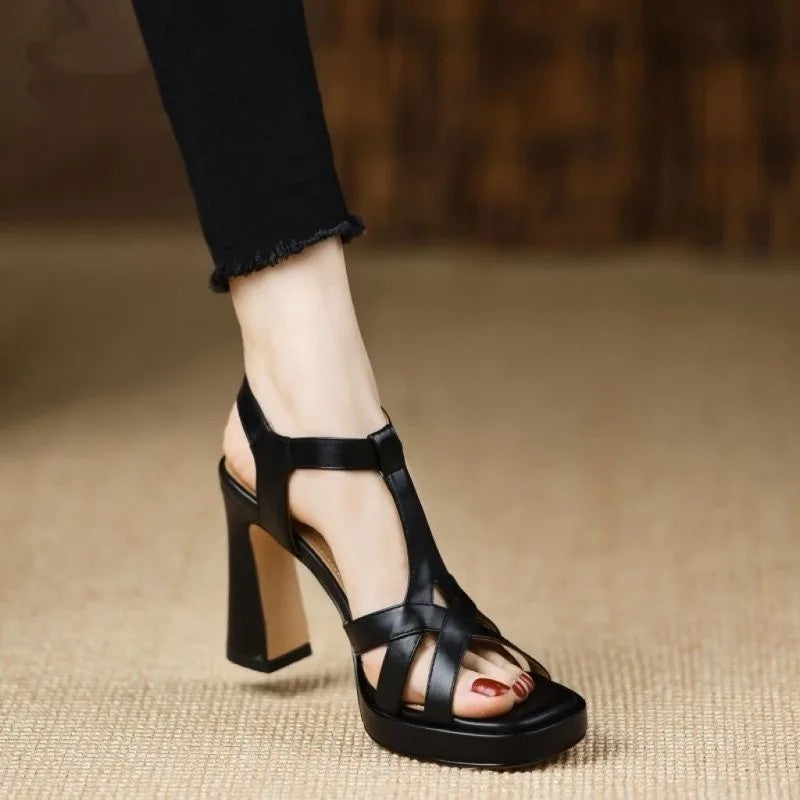 Orvieto Sheepskin Platform Sandals - Onyx