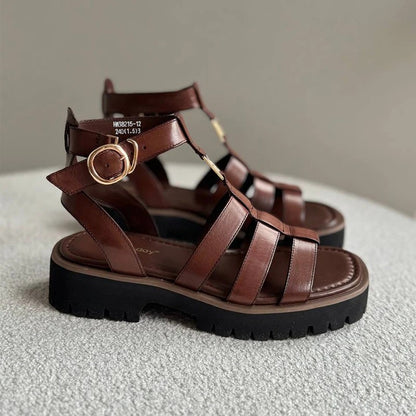 Otranto Genuine Leather Platform Sandals