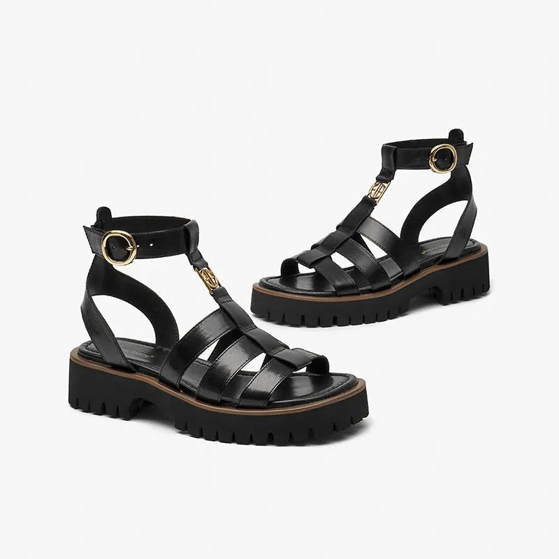 Otranto Genuine Leather Platform Sandals