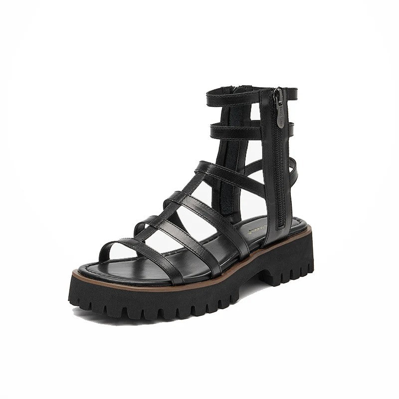 Otranto Genuine Leather Platform Sandals