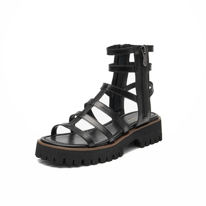 Otranto Genuine Leather Platform Sandals