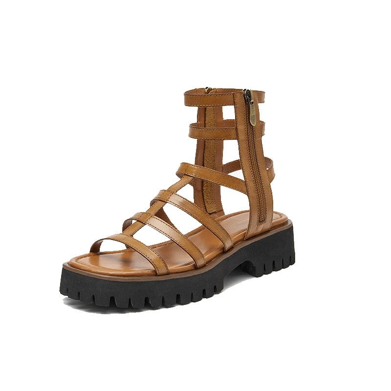 Otranto Genuine Leather Platform Sandals