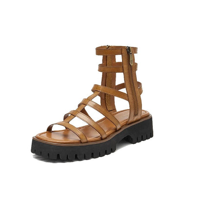 Otranto Genuine Leather Platform Sandals