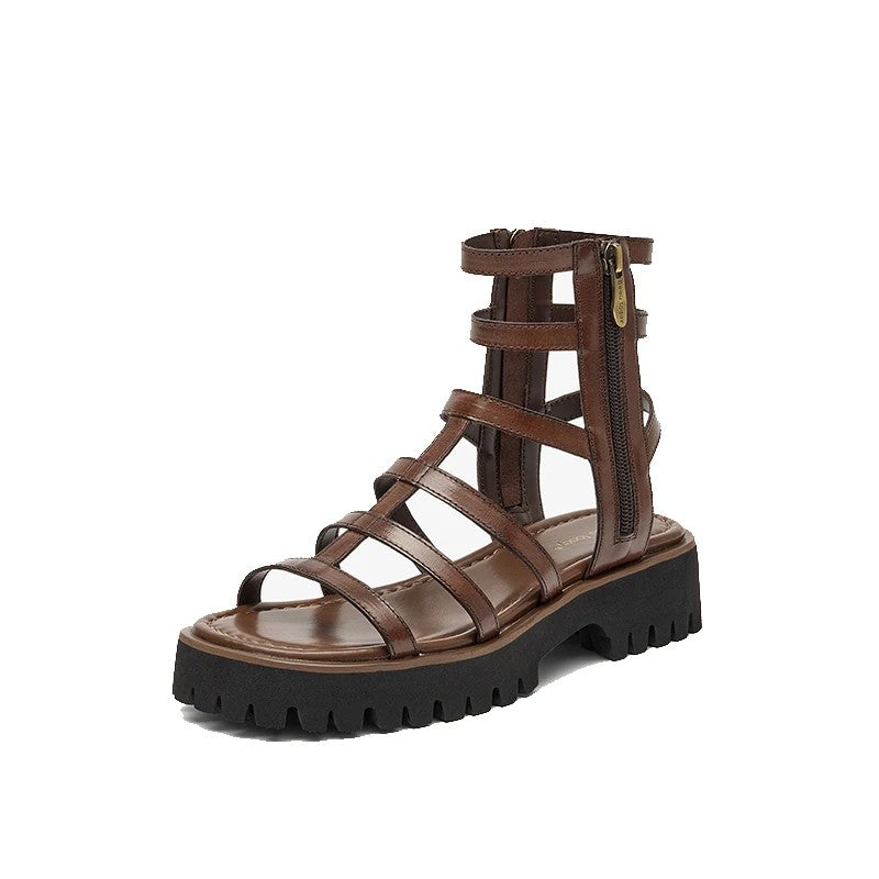 Otranto Genuine Leather Platform Sandals