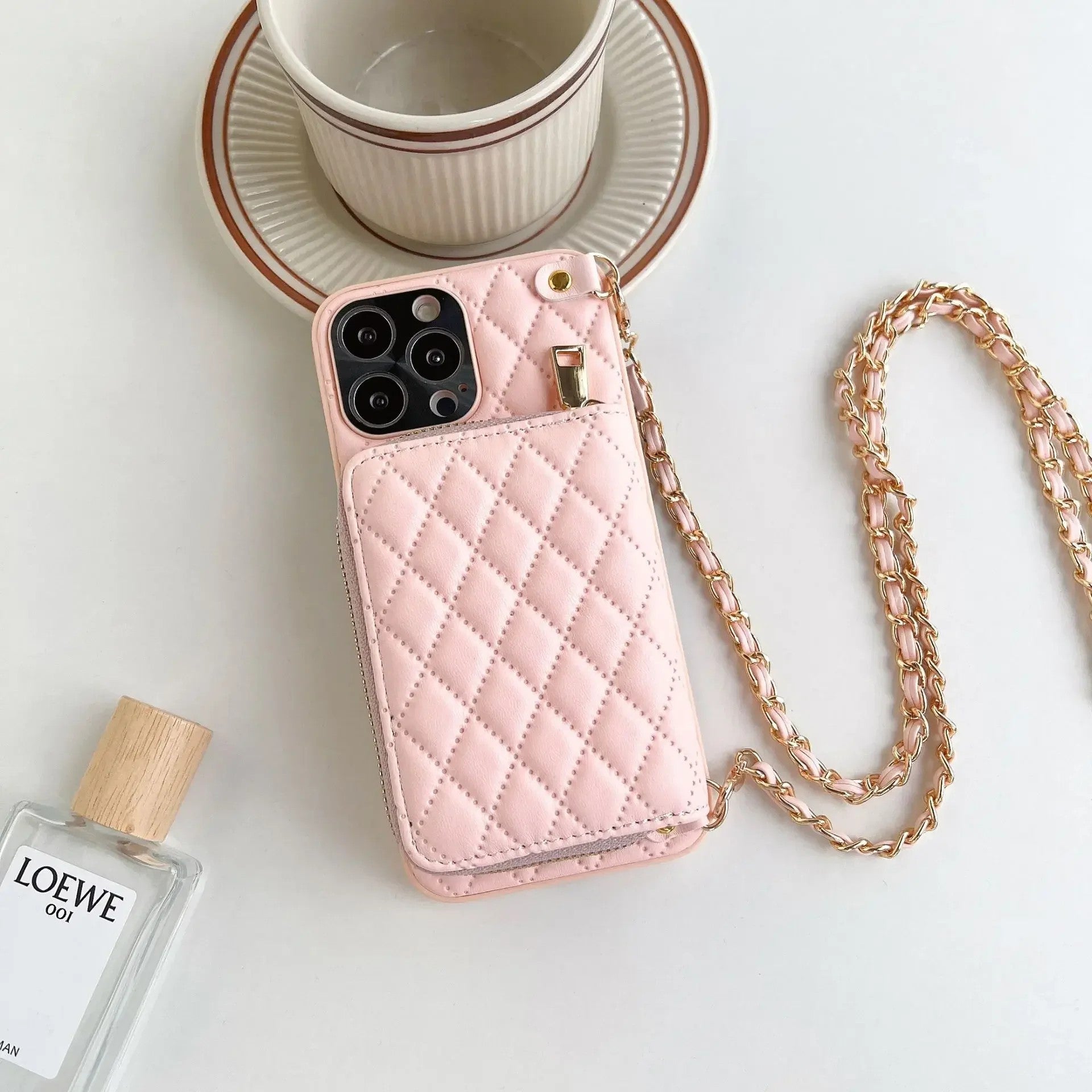 Ourense Leather Crossbody Case - Rose Quartz