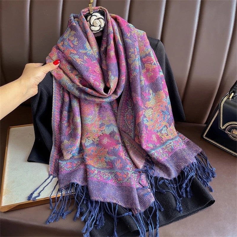 Paisley Pashmina Head Covering - Amethyst Bloom