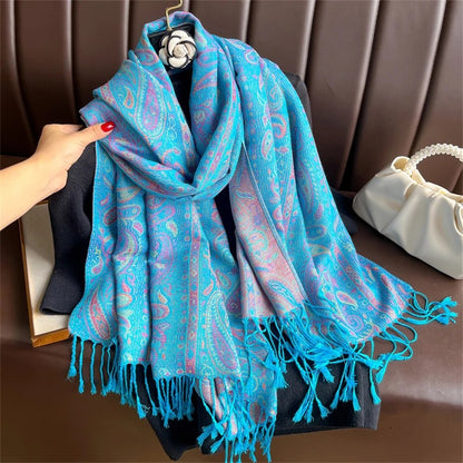 Paisley Pashmina Head Covering - Aqua Melody