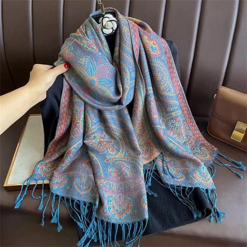 Paisley Pashmina Head Covering - Azure Mosaic