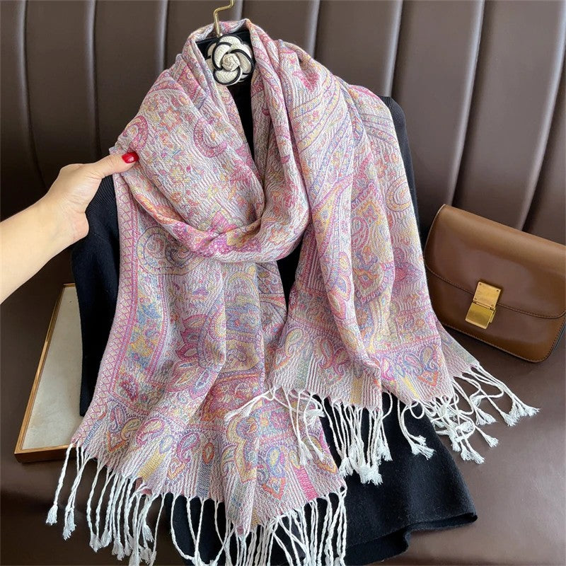 Paisley Pashmina Head Covering - Blush Ecru